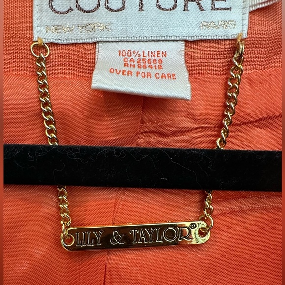 Lily & Taylor Couture 100% Linen Tangerine Orange Blazer Women’s Size 18 EUC! - Picture 13 of 14